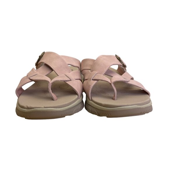 Skechers Women’s Blush Pink Buckle Strap Relaxed Fit Yoga Foam Sandals Sz US 8.5 - Picture 2 of 7